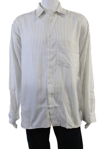 Lorenzini Mens Cotton Striped Point Collar Long Sleeve Dress Shirt Size M