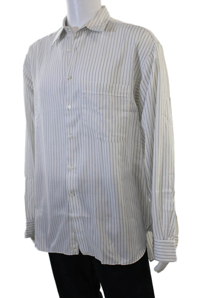 Lorenzini Mens Cotton Striped Point Collar Long Sleeve Dress Shirt Size M