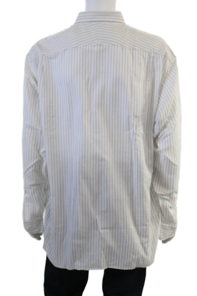 Lorenzini Mens Cotton Striped Point Collar Long Sleeve Dress Shirt Size M
