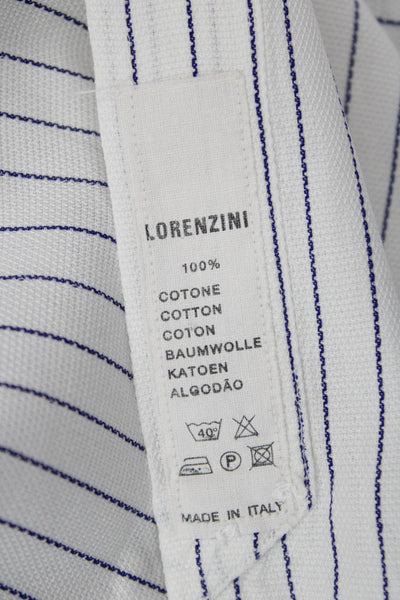 Lorenzini Mens Cotton Striped Point Collar Long Sleeve Dress Shirt Size M