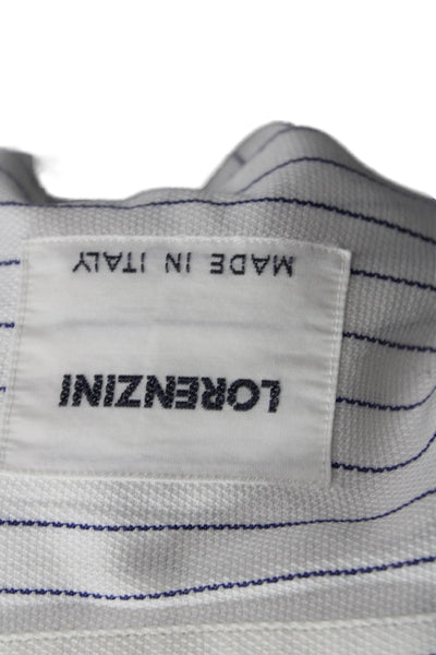 Lorenzini Mens Cotton Striped Point Collar Long Sleeve Dress Shirt Size M