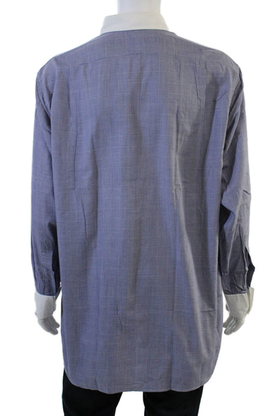 Turnbull & Asser Mens Point Dress Shirt Blue Check Big & Tall Size L