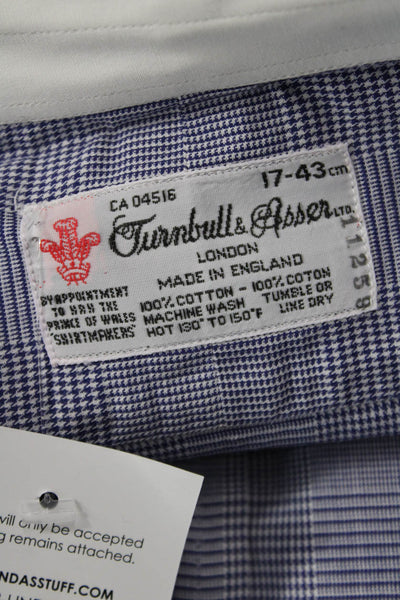 Turnbull & Asser Mens Point Dress Shirt Blue Check Big & Tall Size L