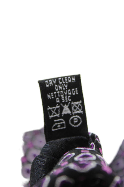 Armani Collezioni Mens Silk Geometric Print Necktie Black Purple