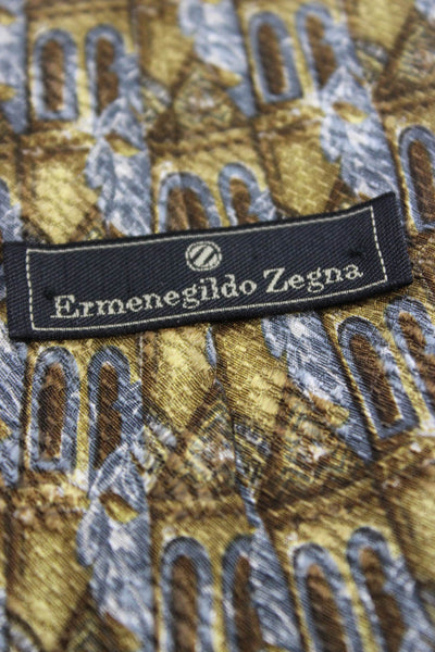 Ermenegildo Zegna Mens Silk Printed Necktie Brown Grey