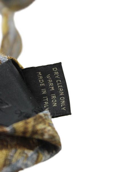 Ermenegildo Zegna Mens Silk Printed Necktie Brown Grey