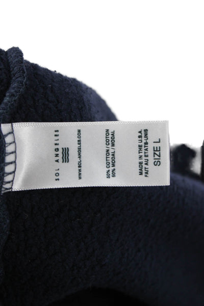 SOL ANGELES Mens Pullover Hoodie Dark Blue Drawstring Long Sleeve Size L