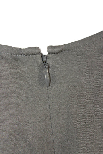 Theory Womens Sleeveless Silk Tunic Zip Round Neck Dark Gray Size L