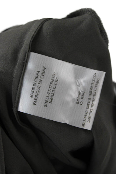 Theory Womens Sleeveless Silk Tunic Zip Round Neck Dark Gray Size L