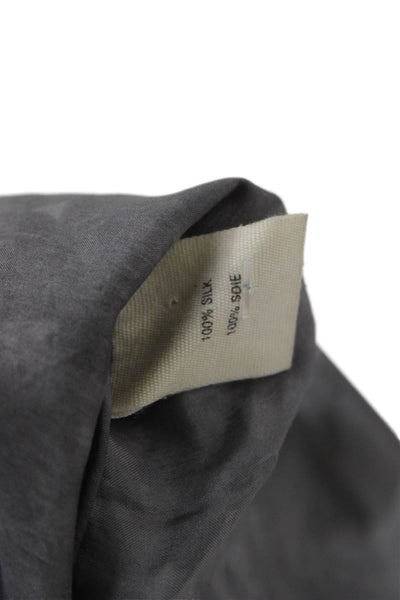 Elizabeth & James Womens Dark Gray Silk Button Up Blouse Long Sleeve Size L