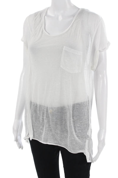 Rag & Bone Women Basic White Short Sleeve Round Neck T-Shirt Size L