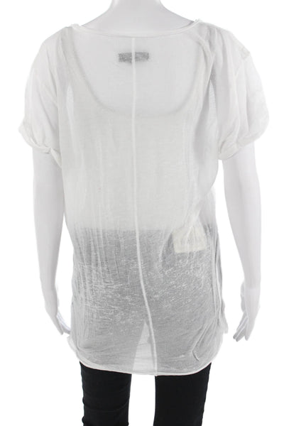 Rag & Bone Women Basic White Short Sleeve Round Neck T-Shirt Size L