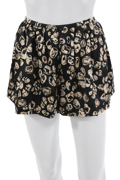 Thakoon Addition Unisex Black Graphic Print Silk Blend Shorts Size 6