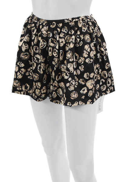 Thakoon Addition Unisex Black Graphic Print Silk Blend Shorts Size 6