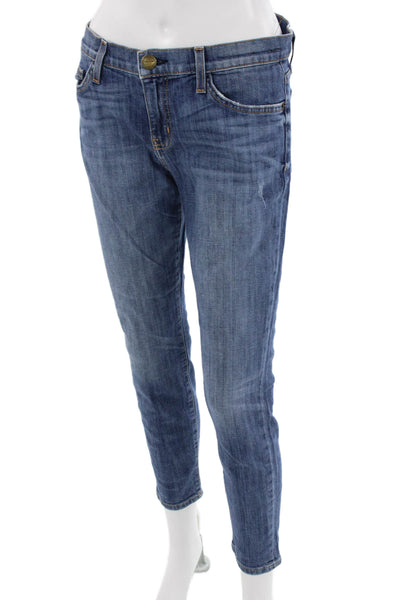Current/Elliott Women Cropped Ankle Skinny Jeans Blue Mid Rise Size 29