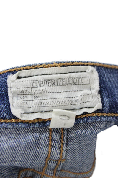 Current/Elliott Women Cropped Ankle Skinny Jeans Blue Mid Rise Size 29
