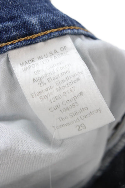 Current/Elliott Women Cropped Ankle Skinny Jeans Blue Mid Rise Size 29