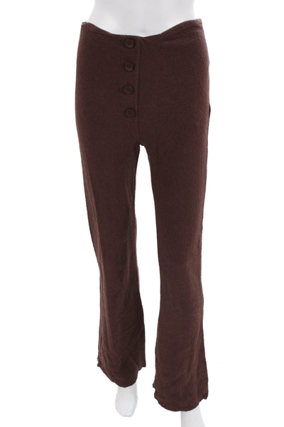 Skin Womens Button Down Shirt Pant Set Brown Cotton Blend Size 1