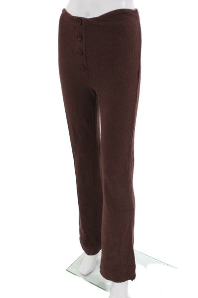 Skin Womens Button Down Shirt Pant Set Brown Cotton Blend Size 1