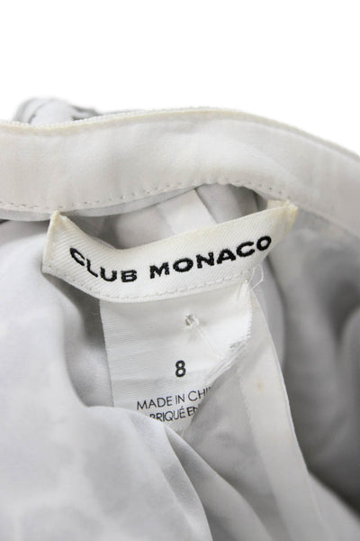 Club Monaco Women A-Line Flare Skirt Knee Length Silk Floral White Size 8