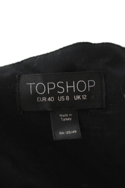 Topshop Womens Fit & Flare Tank Dress Black Striped Sleeveless Button Size 8