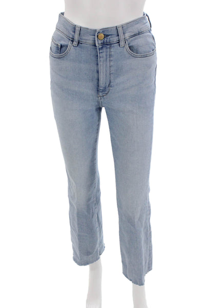 DL 1961 Women Cropped Straight Jeans Light Blue High Rise Size 26