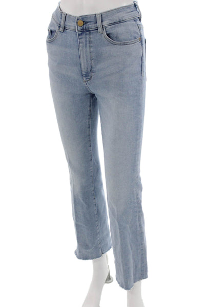 DL 1961 Women Cropped Straight Jeans Light Blue High Rise Size 26