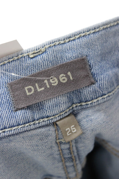 DL 1961 Women Cropped Straight Jeans Light Blue High Rise Size 26