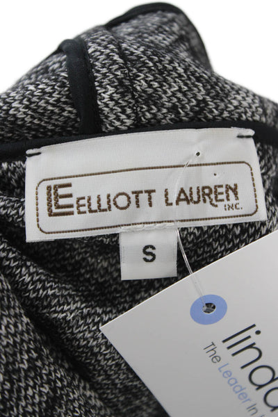 Elliott Lauren Women Herringbone Mock Neck Cape Black 3/4 Sleeve Size S
