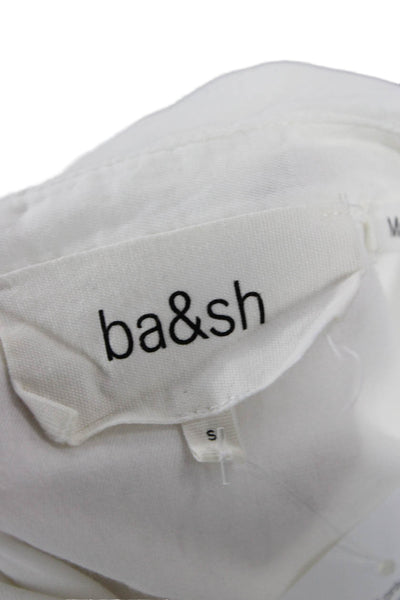 Ba&Sh Women Collared Cotton Button-Up Long Sleeve White Top Size S