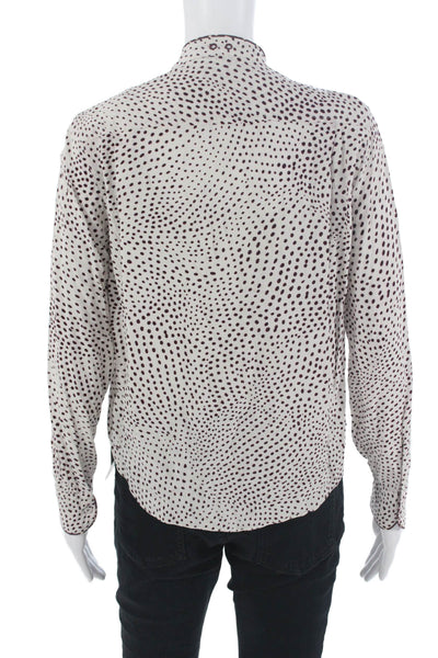 Rag & Bone Womens White Polka Dot Mock Neck Button Up Blouse Long Sleeve Size S