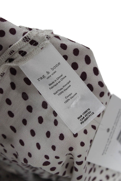 Rag & Bone Womens White Polka Dot Mock Neck Button Up Blouse Long Sleeve Size S