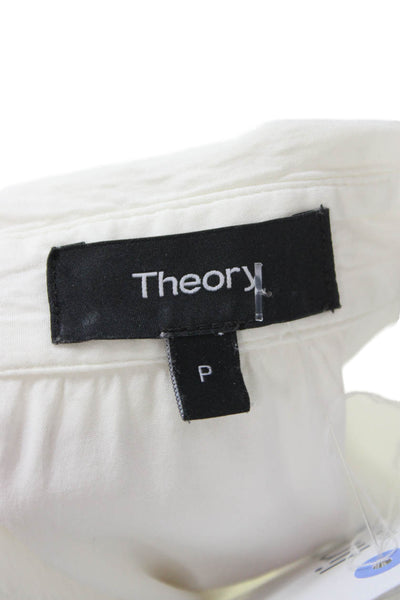 Theory Womens Basic White Button-Up Collared 3/4 Sleeve Blouse Size 0P