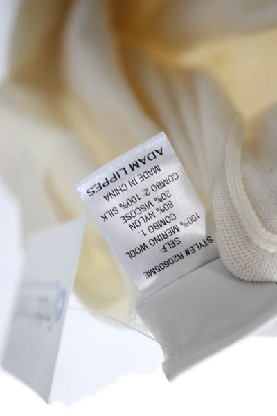 Adam Lippes Womens Beige Merino Wool V-Neck Sleeveless Tank Designer Size M