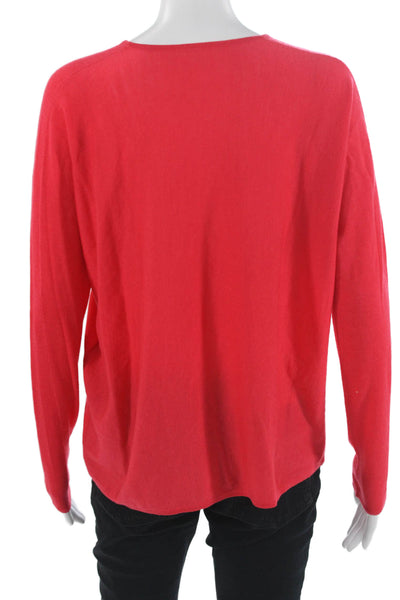 Maje Women Basic Linen Round Neck Long Sleeve Sweater Red Size M