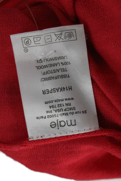 Maje Women Basic Linen Round Neck Long Sleeve Sweater Red Size M