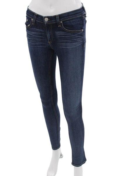 Rag & Bone Women Skinny Ankle Jeans Dark Blue Low Rise Button Size 26