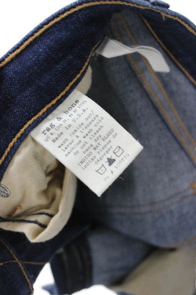 Rag & Bone Women Skinny Ankle Jeans Dark Blue Low Rise Button Size 26