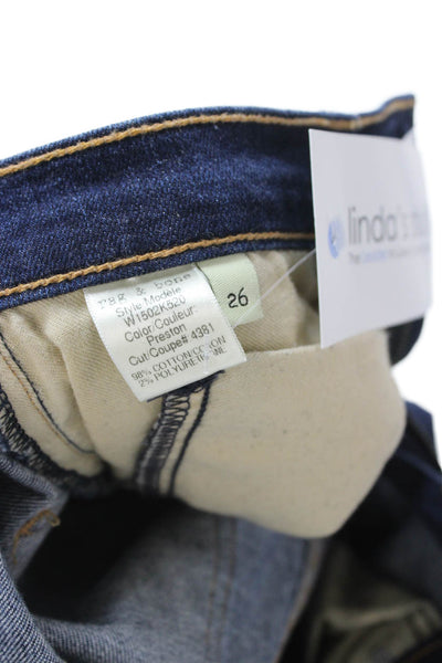 Rag & Bone Women Skinny Ankle Jeans Dark Blue Low Rise Button Size 26
