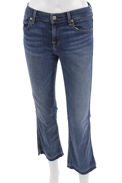 7 For All Mankind Women Bootcut Jeans Dark Blue Mid Rise Button Size 24