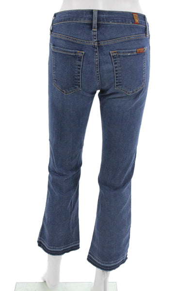 7 For All Mankind Women Bootcut Jeans Dark Blue Mid Rise Button Size 24