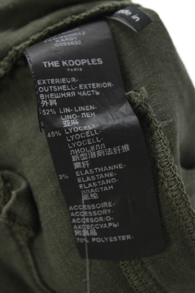 The Kooples Women Green Collared 3/4 Sleeve Jumpsuit Size 1