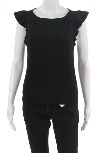 J Crew Women Basic Tank Black Sleeveless Round Neck Cotton Modal Blend Size M