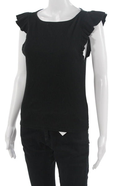 J Crew Women Basic Tank Black Sleeveless Round Neck Cotton Modal Blend Size M