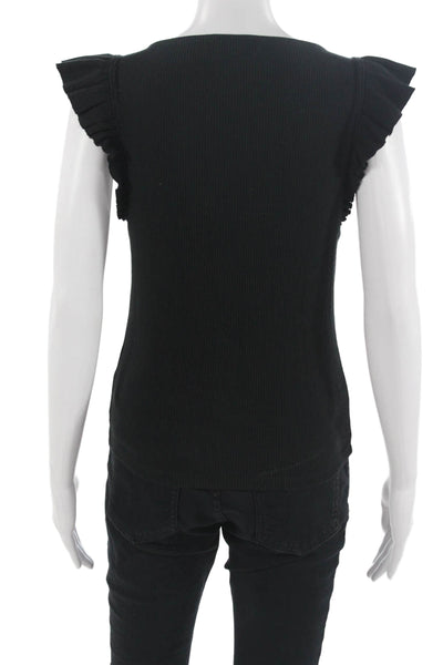 J Crew Women Basic Tank Black Sleeveless Round Neck Cotton Modal Blend Size M