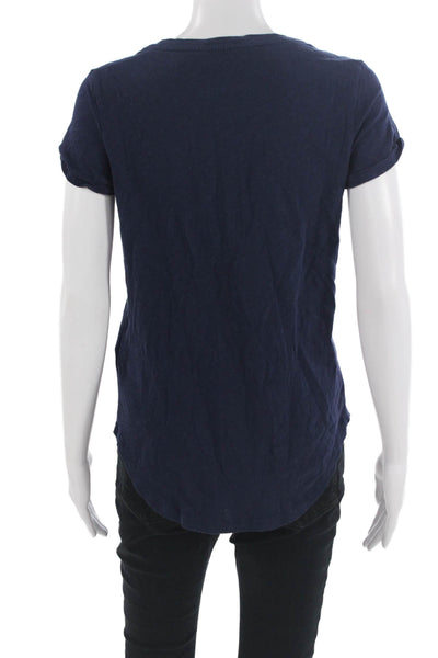 Polo Ralph Lauren Women Dark Blue V-Neck Short Sleeve Cotton T-Shirt Size S