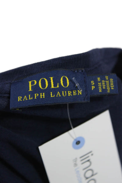 Polo Ralph Lauren Women Dark Blue V-Neck Short Sleeve Cotton T-Shirt Size S