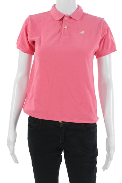Frances Valentine Women Basic Pink Polo Collared Short Sleeve Polyester Size S