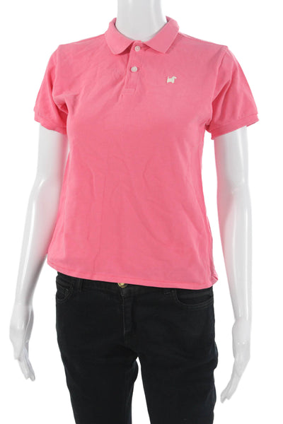 Frances Valentine Women Basic Pink Polo Collared Short Sleeve Polyester Size S