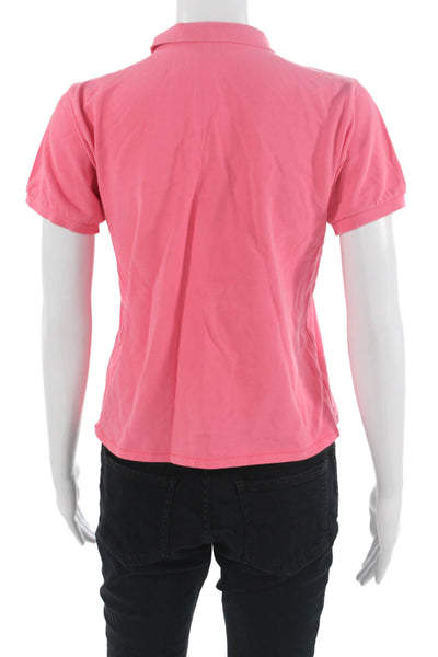 Frances Valentine Women Basic Pink Polo Collared Short Sleeve Polyester Size S